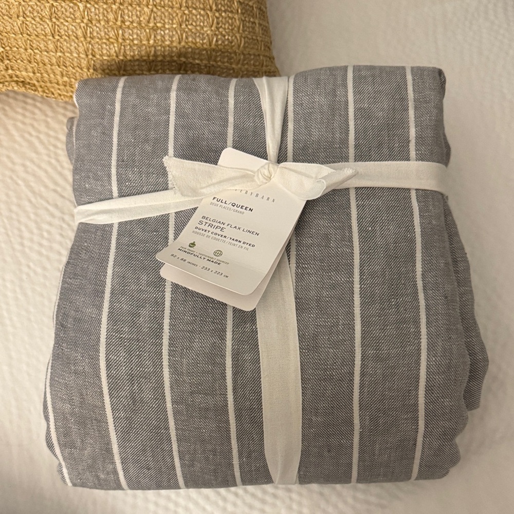 Pottery Barn Charcoal Striped Duvet Cover